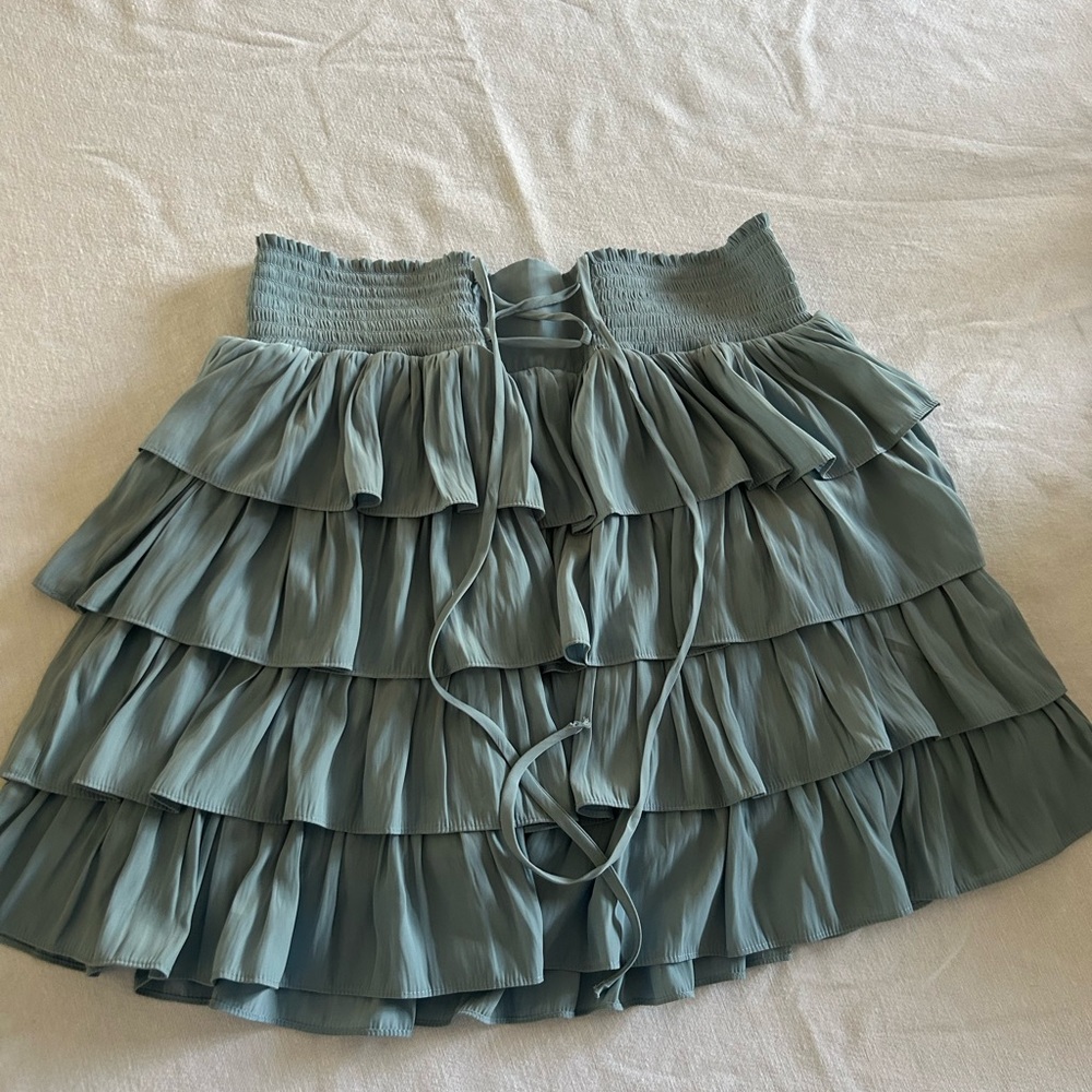 Ramy Brook Dusty Blue Ruffled Skirt